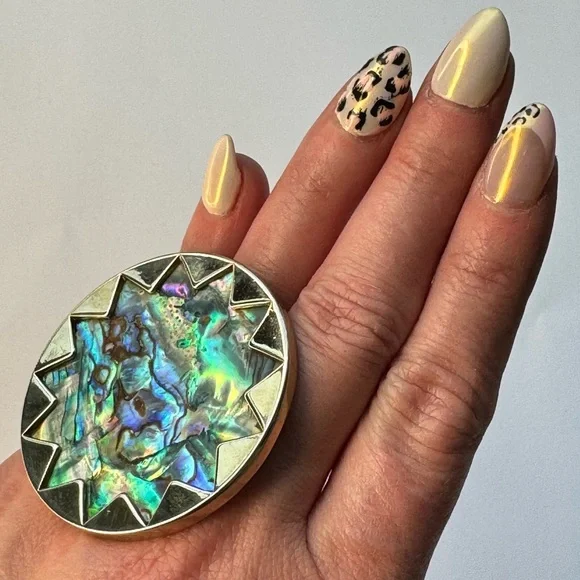 House of Harlow 1960 Boho Starburst Abalone Ring - Picture 1 of 12